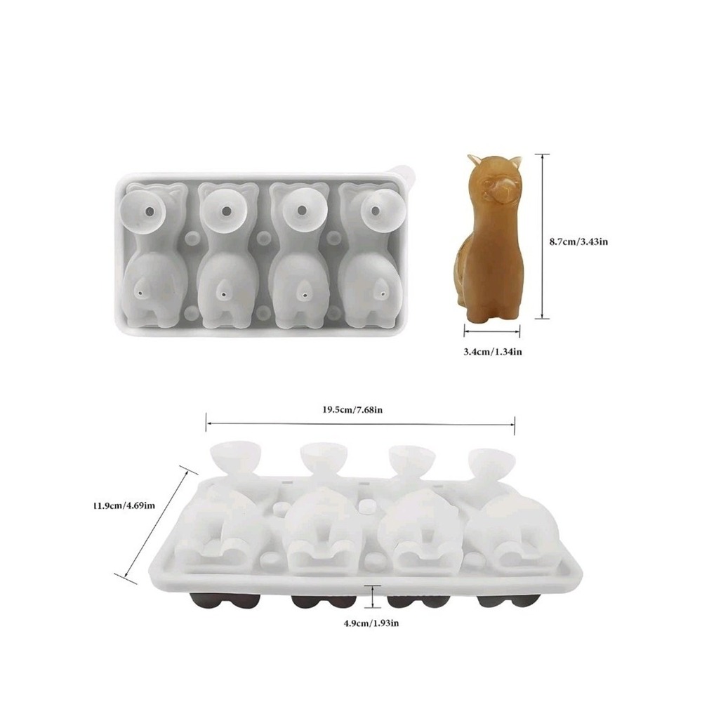 3D Alpaca Ice Cube Mold 4 Hole Fun Shapes Large Daarcin Ice Cube Tray Green s3